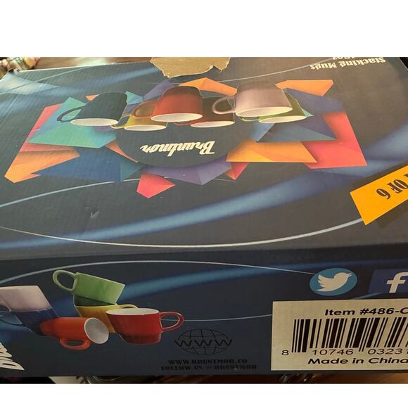 Bruntmor Stacking Mugs – Set of 6 Orange Coffee Cups - Picture 3 of 5